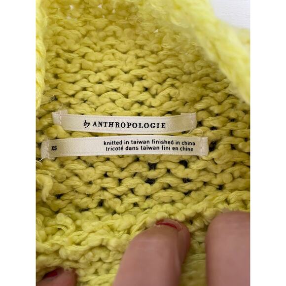 Anthropologie Mock Neck Sweater Oversized Yellow Knit Wide Sleeve Boho Pullover - Picture 10 of 14